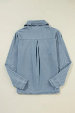 Button Up Long Sleeve Denim Top Woman Tops