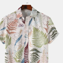 Men's Tropical Fern Print Short Sleeve Button-Up Shirt Mens Tops