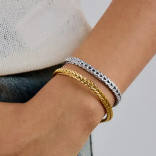2-Piece Stainless Steel Braided Chain Bracelet Gold One Size Bracelets