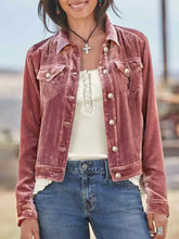 Button Up Long Sleeve Jacket with Chest Pockets Dusty Pink Woman Outerwear