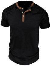 Men's Full Size Casual Henley Short Sleeve Top with Contrast Collar Plus Size Mens Tops