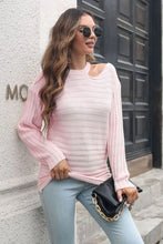 Ribbed Cold Shoulder Round Neck Pullover Sweater Sweater Pullovers