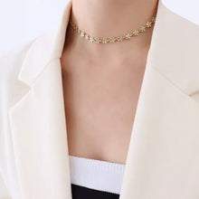 Titanium Steel Drip Oil Flower Necklace Necklaces