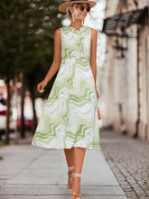 Printed Sleeveless Midi Dress Casual Dresses