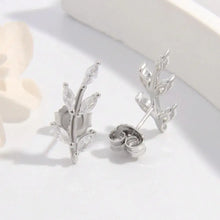 925 Sterling Silver Zircon Leaf Shape Earrings Earrings