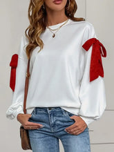 Perfee Bow Round Neck Long Sleeve Sweatshirt Woman Sweatshirts