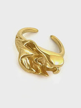 18K Gold-Plated Stainless Steel Sculptural Ring Fashion Jewelry