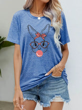 Easter Bunny Graphic Round Neck T-Shirt Cobalt Blue Woman T Shirts