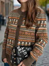 Graphic Button Down Long Sleeve Cardigan Woman Outerwear