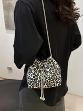 Leopard Chain Bucket Bag White One Size Shoulder Bags