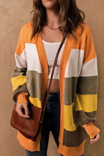 Open Front Color Block Cardigan Woman Outerwear