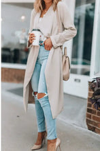 Open Front Long Sleeve Trench Coat Woman Outerwear