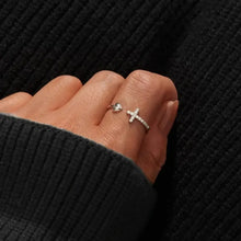 Heart Shape Cross Inlaid Zircon Open Ring Rings
