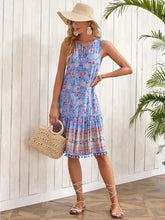 Tie Neck Sleeveless Floral Dress Woman Casual Dress