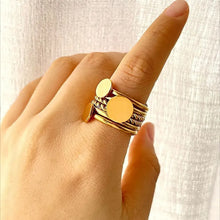 18K Gold-Plated Stainless Steel Wide Band Ring Gold Rings