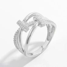 Inlaid Zircon 925 Sterling Silver Crisscross Ring Rings