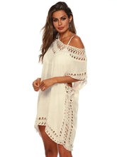 Bohemian Crochet Trim Beach Cover Up Dress Swimwear Cover-Ups