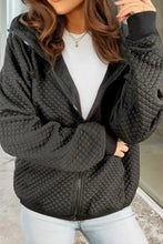 Drawstring Zip Up Long Sleeve Hooded Jacket Woman Outerwear