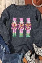 Sequin Nutcracker Round Neck Long Sleeve Sweatshirt Woman Sweatshirts