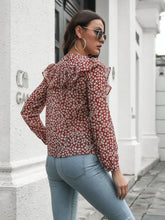 Printed Statement Collar Long Sleeve Blouse Woman Blouses