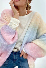 Gradient Open Front Drop Shoulder Cardigan Stripe Woman Outerwear