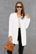 Angel Wings Pocketed Open Front Long Sleeve Cardigan Woman Outerwear