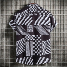 Men's Plus Size Geometric Pattern Short Sleeve Button-Up Shirt Mens Tops