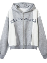 Men's Color Block Letter Graphic Zip-Up Hoodie Mens Tops