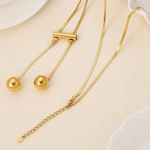 18K Gold-Plated Titanium Steel Hollow Bead Necklace Fashion Jewelry