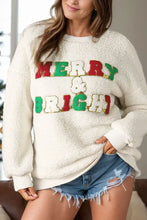 MERRY & BRIGHT Round Neck Long Sleeve Sweatshirt Ivory Woman Sweatshirts