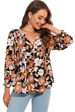 Floral Tie Neck Babydoll Blouse Woman Blouses