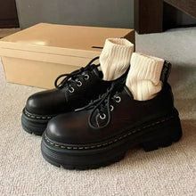 Round Toe Platform Loafers Black Woman Loafers