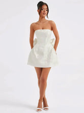 Lace-Up Sleeveless Satin Mini Dress with Bow Cocktail Dress