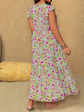 Plus Size Ruffled Printed V-Neck Midi Dress Casual Dresses