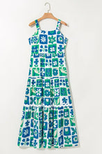Floral Mixed Pattern Ruffle Flutter Sleeve Buttoned Dress Woman Maxi Dress