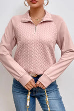 Textured Quarter Zip Long Sleeve Sweatshirt Woman Sweatshirts
