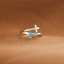 Zircon 925 Sterling Silver Double Cross Bypass Ring Rings