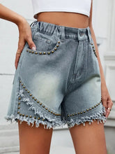 Raw Hem Studded Denim Shorts Denim Shorts