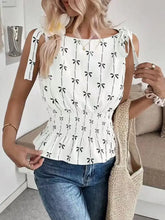 Bow Print Tie Shoulder Tank Tanks & Camis