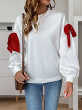 Perfee Bow Round Neck Long Sleeve Sweatshirt Woman Sweatshirts