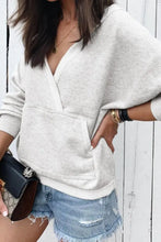 Surplice Long Sleeve Sweatshirt with Pocket Woman Sweatshirts