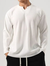 Men's Plus Size Notched Long Sleeve Top Mens Tops
