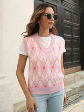 Geometric V-Neck Sweater Vest Woman Outerwear