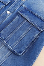 Collared Neck Button Up Denim Jacket Woman Tops
