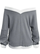Contrast Trim Off-Shoulder Long Sleeve Sweatshirt Woman Sweatshirts