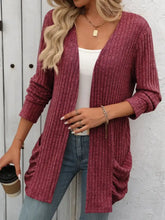 Mandy Open Front Long Sleeve Ribbed Cardigan Woman Outerwear