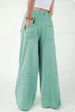 Mineral Wash Exposed Seam Drawstring High Waist Wide Leg Cargo Pants Woman Pants
