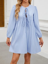 Tie Front Long Sleeve Mini Dress Casual Dresses