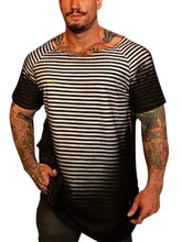 Men's Full Size Round Neck Short Sleeve Striped T-Shirt Plus Size Mens Tops