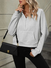 Mandy Half Zip Long Sleeve Sweatshirt Light Gray Woman Sweatshirts